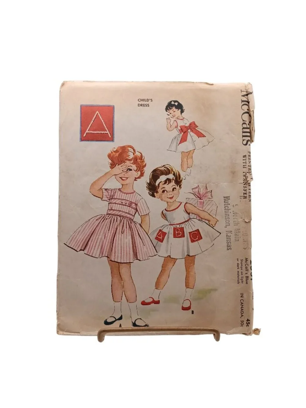 McCalls Childs Dress Sewing Pattern No. 2301 1950s Size 2 Vintage